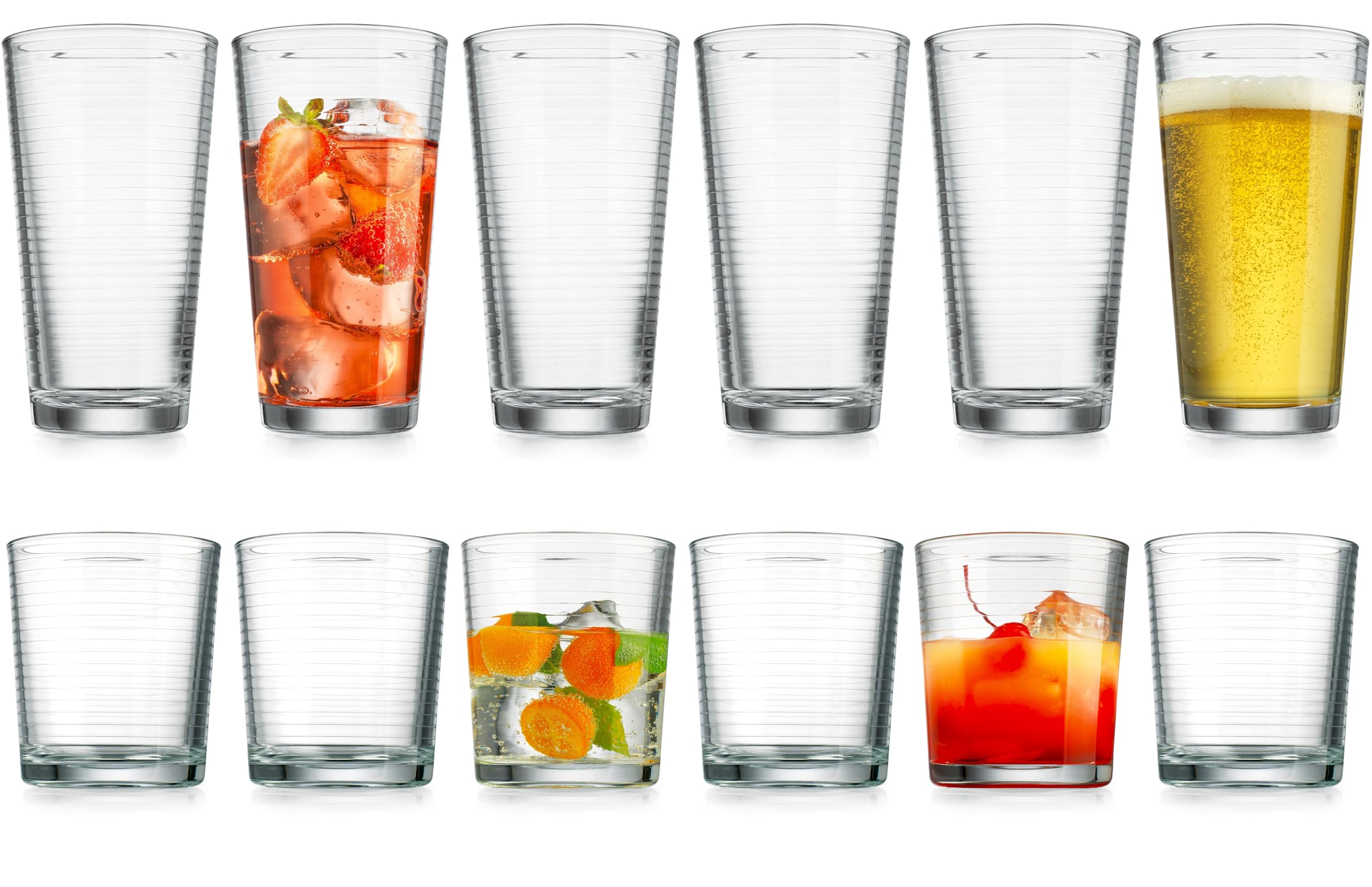 Amazon.com | Glaver's Drinking Glasses Set of 12. Everyday